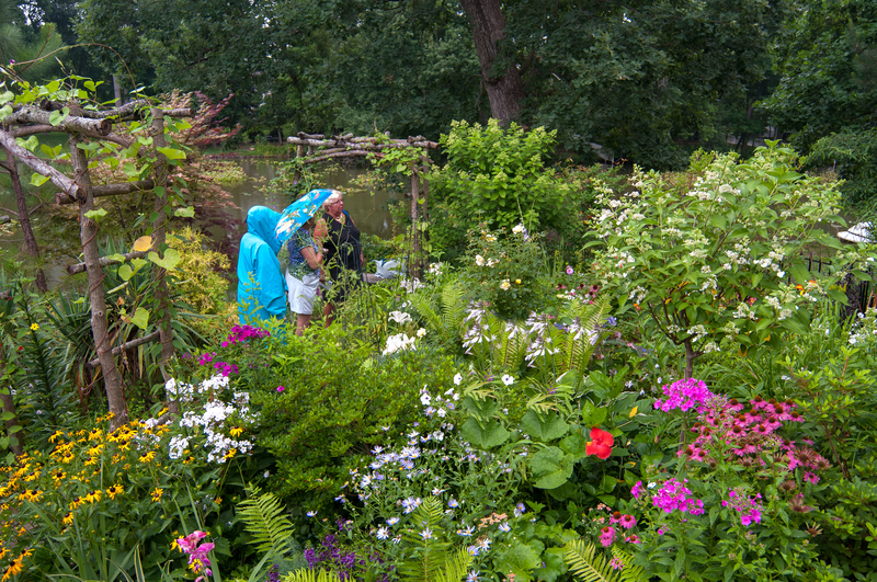A garden is full of plants that attract pollinators on the banks of Red Mill Pond. BY DENY HOWETH